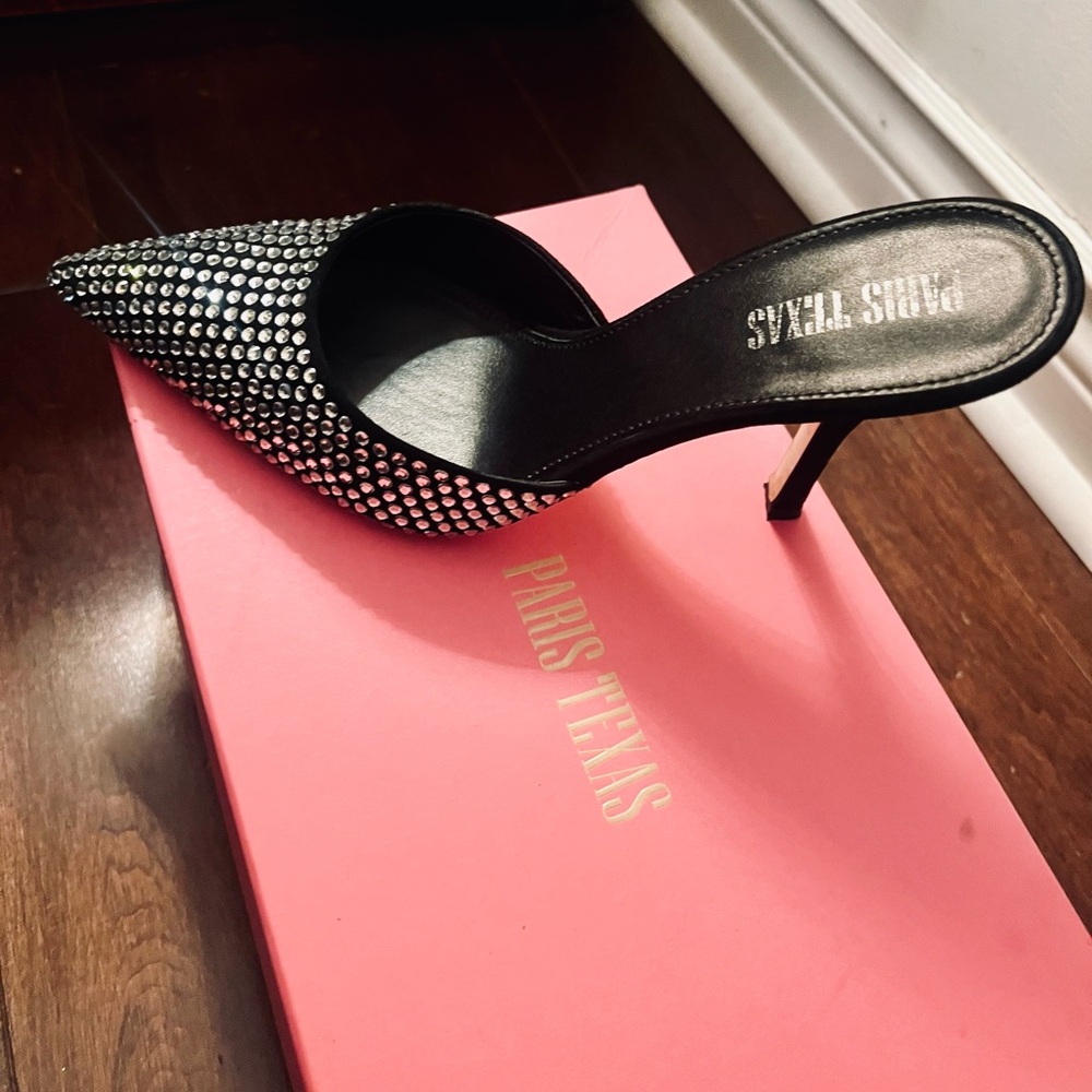 Paris Texas Black and Silver Studded Heels